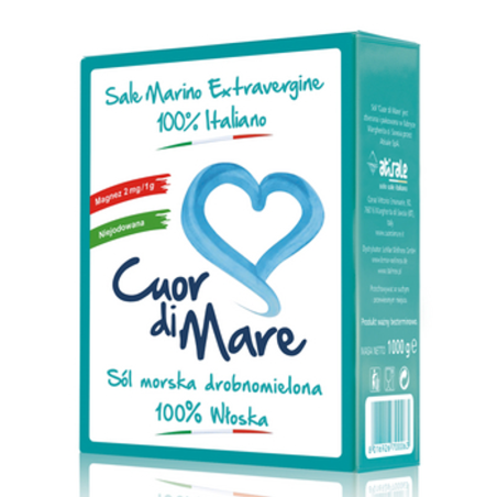 Sól morska Cuor di Mare niejodowana drobna zielona 1KG